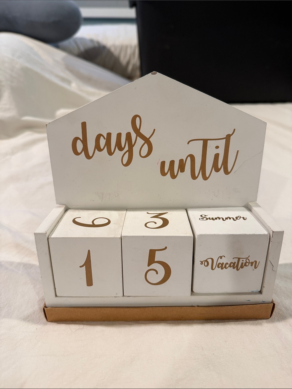 White and Gold 'Days Until' Countdown Blocks - Home Wall Decor